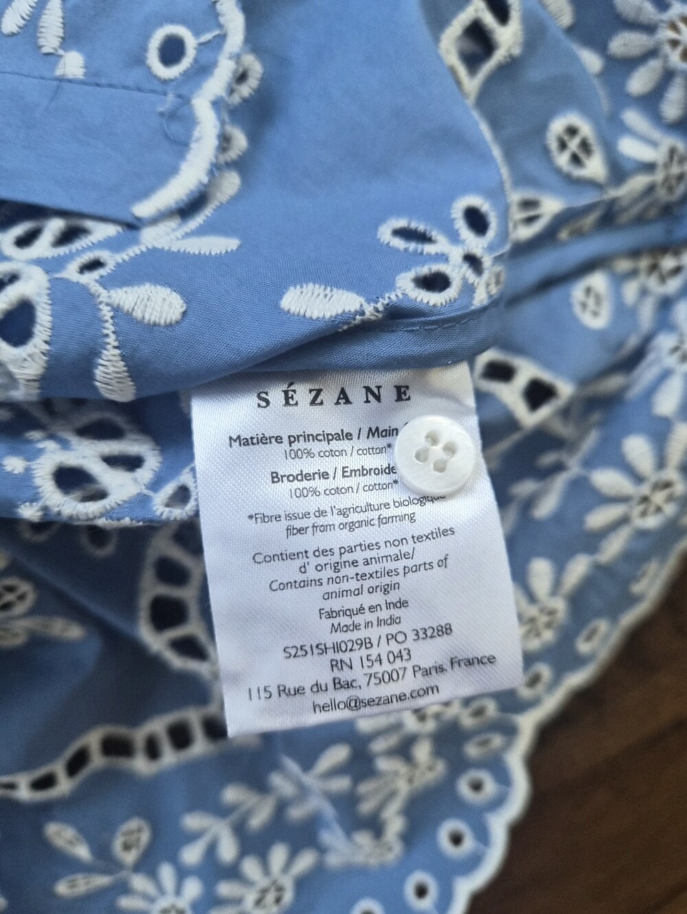 *NWT* [Sezane] Elvira Blouse in Cream Chambray, Size 40/8 - Picture 8 of 12